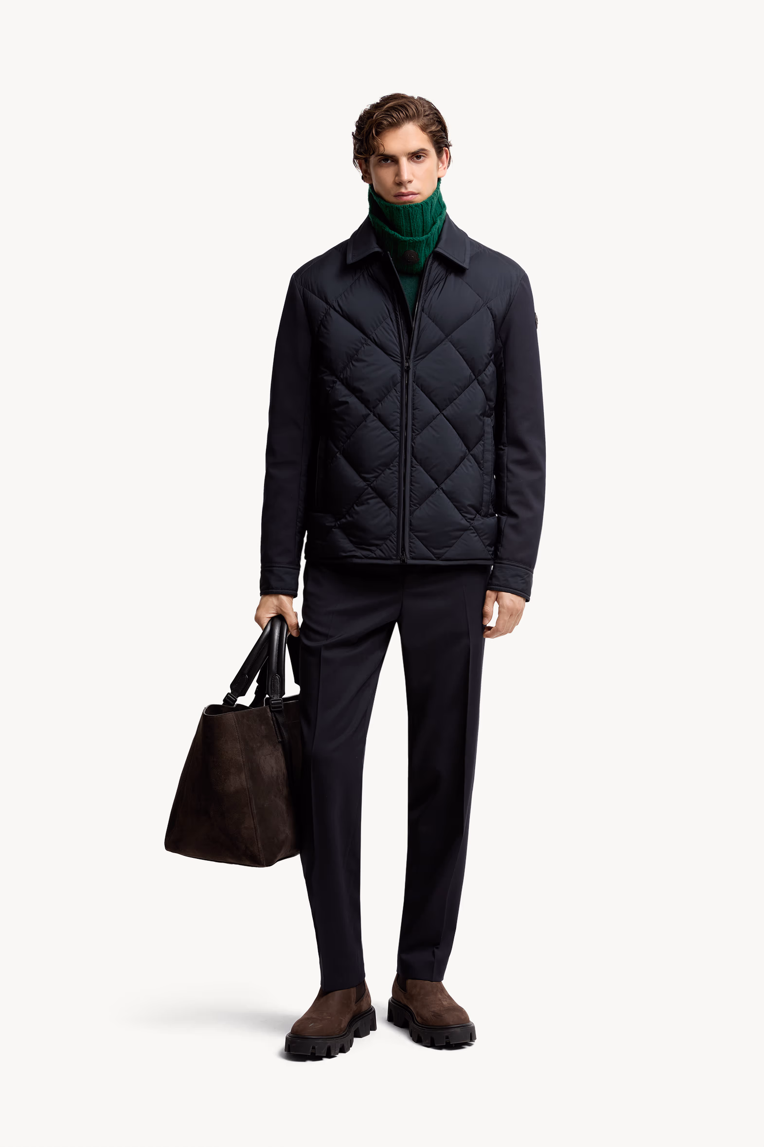 Aiguille Diamond-Quilted Down Shirt Jacket Men Blue Moncler 0